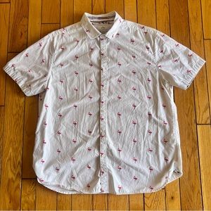 Denim & Flower White and Red Casual Button Down Shirt